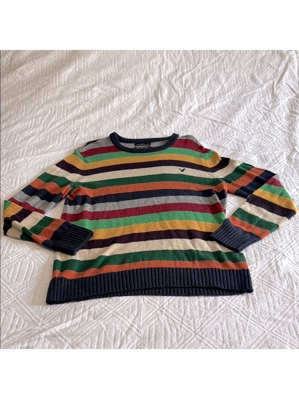 American Eagle Outfitters Striped Wool Blend Crewneck Sweater Size Large